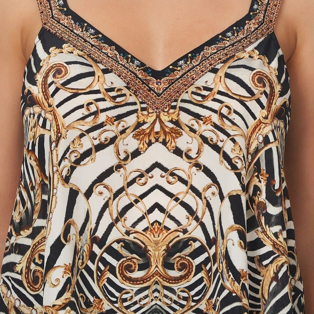 NWT Camilla Night Waiting For Day silk V-Neck Strap Top sz S $275 - Picture 5 of 5